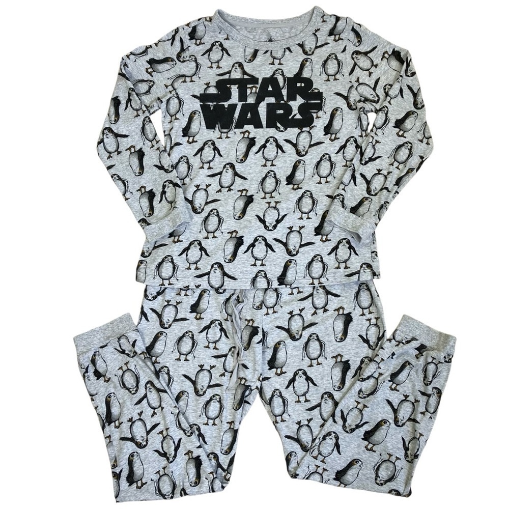 Disney Store Star Wars Womens Gray Porg Print Two Piece Pajama Set Long Sleeve M - Picture 2 of 16